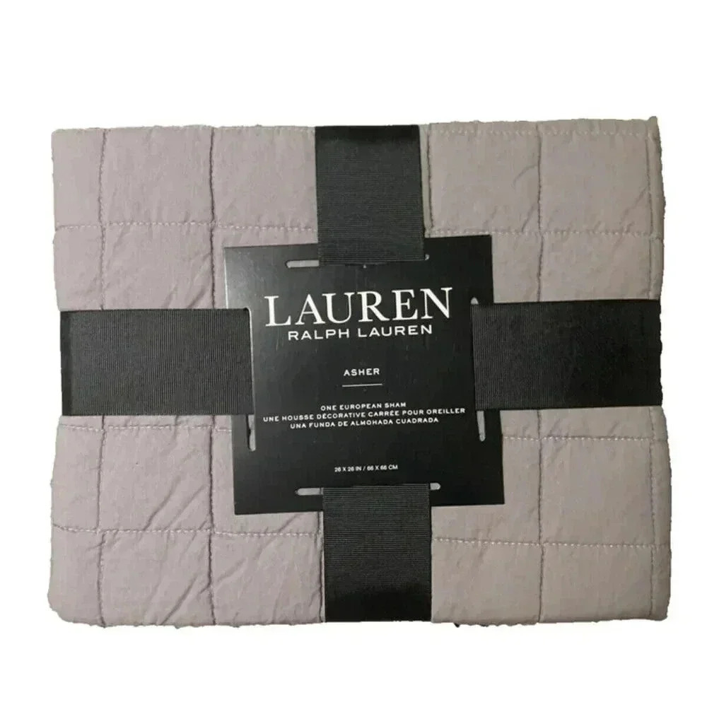 NEW Ralph Lauren Asher Euro Sham Quilted Pillowcase 26" x 26" - Grey